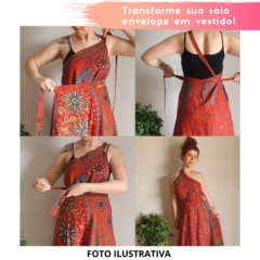 Saia Longa Dupla Face Estampada Floral Hippie Boho