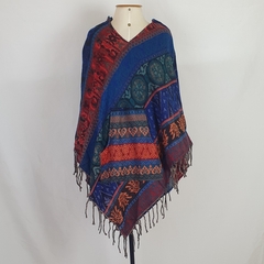 Poncho Estampado Étnico Unissex Com Bolso e Capuz Hippie e Boho 