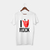 Camiseta de rock branca unisex I love Rock da loja de camisetas online Zetaz