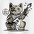 Camiseta divertida eu amo heavy metal com desenho de um gatinho com maquiagem do Paul Stanley da banda Kiss.