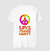 Camiseta hippie: Amor, paz e união. na internet