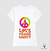 Camiseta hippie: Amor, paz e união em algodão peruano. - Zetaz Camisetas