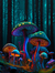 Poster Floresta Mágica de cogumelos psicodélicos multi-coloridos. 