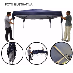 GAZEBO SANFONADO ALUMINIZADO X-FLEX OXFORD 3X3M AZUL MOR