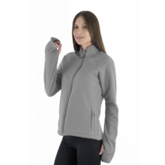 JAQUETA FEMININO FLEECE LUVA TRANSMUTE FULL ZIP SEM CAPUZ COM PROTEÇÃO PARA MÃOS CINZA CLARO 207501801712005 ALPEN