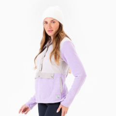 BLUSÃO FEMININO FLEECE 1/4 ZIP RECKLESS BEGE E ROXO 2075018111RX02 ALPEN - comprar online