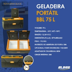 GELADEIRA AUTOMOTIVA PORTATIL 75L 12V / 24V / 110V / 220V BBL75 ELBER / INDELB