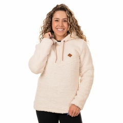 BLUSÃO FEMININO FLEECE TED BEAR 1/2 ZIP BEGE CONQUISTA