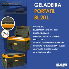 Imagem do GELADEIRA AUTOMOTIVA PORTATIL 20L 12V / 24V / 110V / 220V BL20 ELBER / INDELB