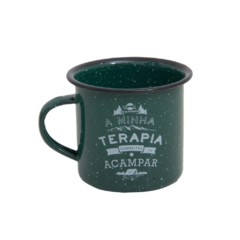 CANECA DE FERRO ESMALTADA CAMPING 240ML VERDE GUEPARDO