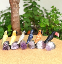 Miniatura de Pássaros na base de ametista
