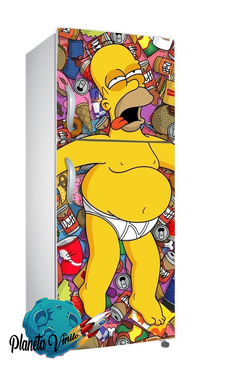 VINILOS DECORATIVOS PARA HELADERA HOMERO SIMPSON CON COMIDA - comprar online