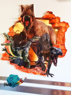 VINILO DECORATIVOS EFECTO 3D PARED ROTA DINOSAURIOS