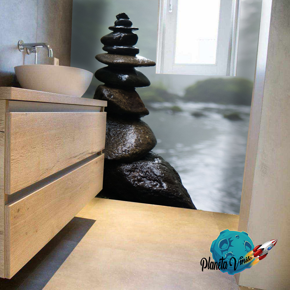 Vinilos para baño/toilet estilo zen con rocas