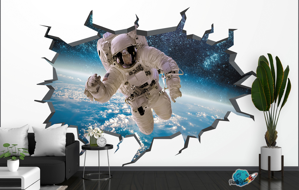 Pegatinas de pared 3D Anticolisión de astronauta espacial, autoadhesiv