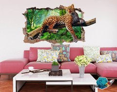 VINILO PARA PARED EFECTO 3D pared rota LEOPARDO