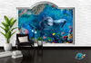 VINILO PARA PARED 3D PECERA CON DELFINES