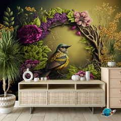 VINILO PARA PARED EFECTO 3D PAJARO