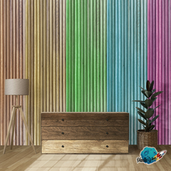 VINILO SIMIL PANEL DE MADERA DE COLORES