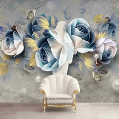 VINILO PARA PARED FLORES ELEGANTES - comprar online