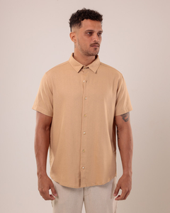 CAMISA SLIM WASH CAMEL