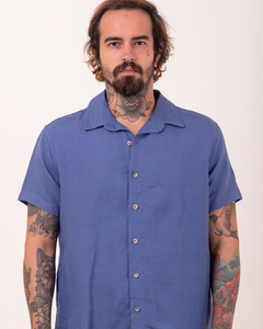 CAMISA LINHO SLIM AZUL INDIGO na internet