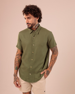 CAMISA SLIM WASH ARMY GREEN