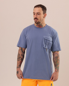 T-SHIRT OVERSIZED BOLSO CARGO AZUL