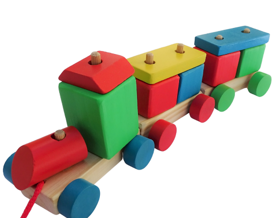 Tren de madera doble tren con encastres grande Maluco