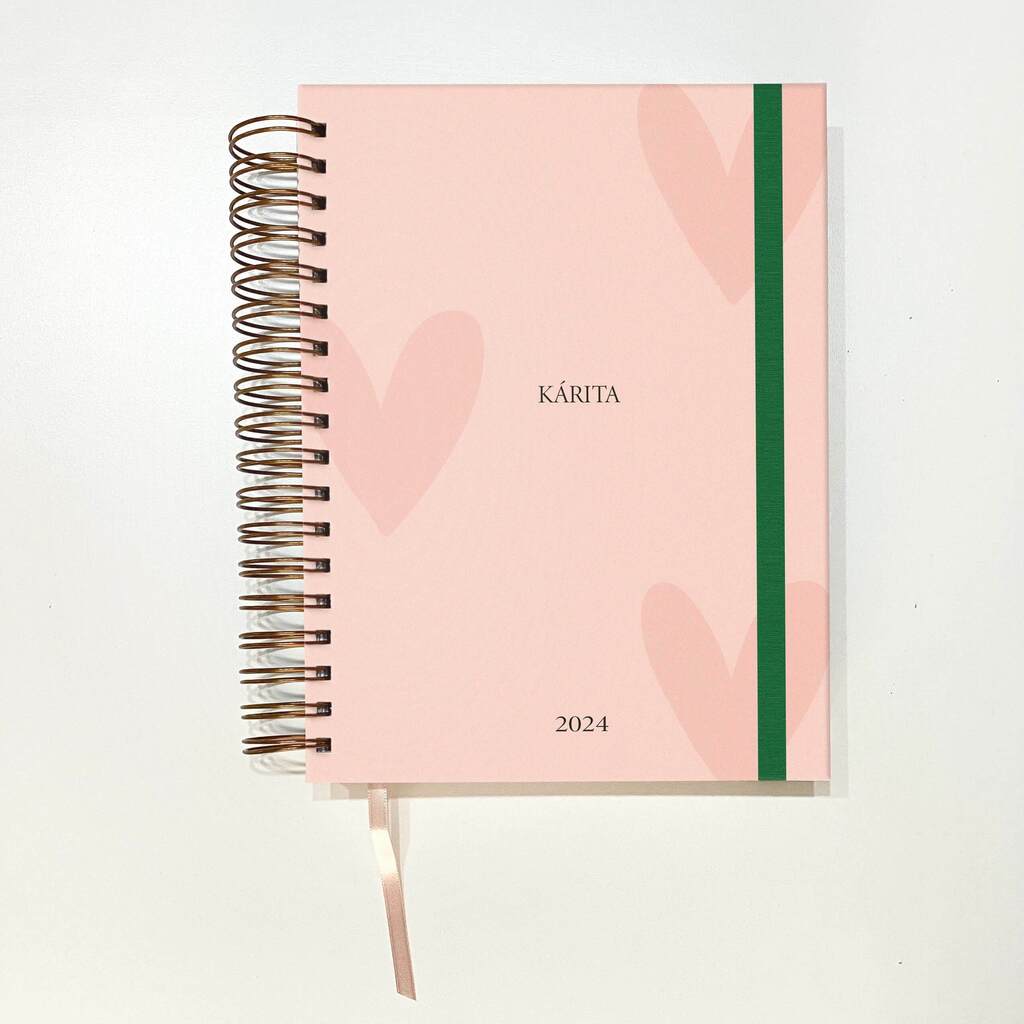 Agenda Planner Anual 2024 Rosa Personalizado Com Nome