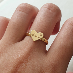 Anel Ouro 18k Personalizado Coração Nome - comprar online