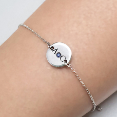 Pulseira Prata 925 Personalizado Letra + Pedra - Boreale Joias