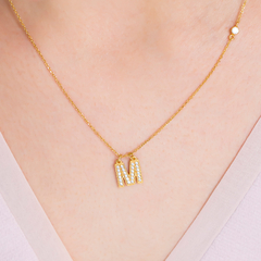 Colar Ouro 18k Personalizado Inicial Diamantes + Safira Branca - comprar online