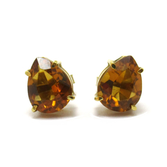 Brinco Ouro 18k Citrino Laranja Gota