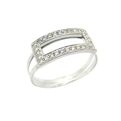 Anel Ouro Branco 18k 750 Vazado Diamantes