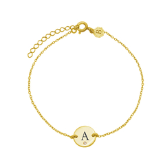 Pulseira Ouro 18k Personalizada Inicial + Pedra - comprar online