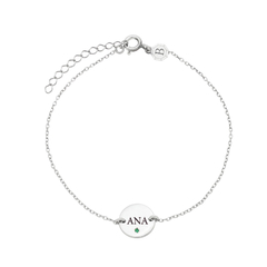 Pulseira Prata 925 Personalizado Nome + Pedra