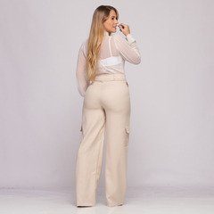 Calça Feminina Cargo Alfaiatária Pantalona Wide Leg na internet