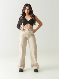 Calça Cargo Pantalona Wide Leg Jeans na internet