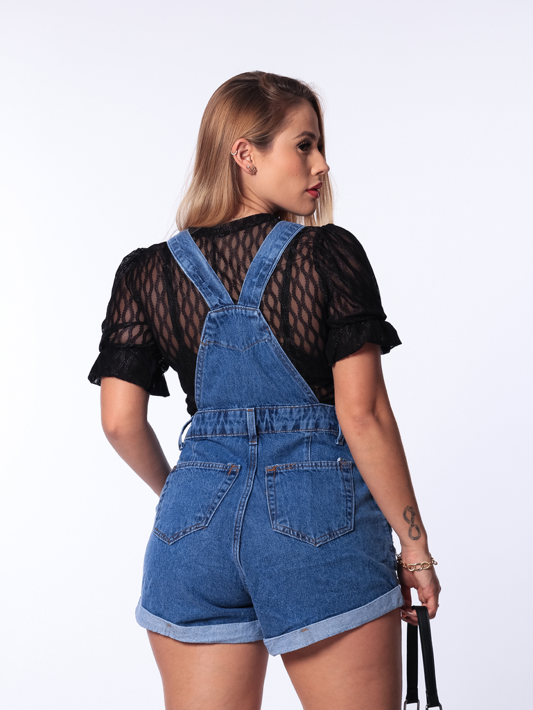 Macacão short store jeans feminino