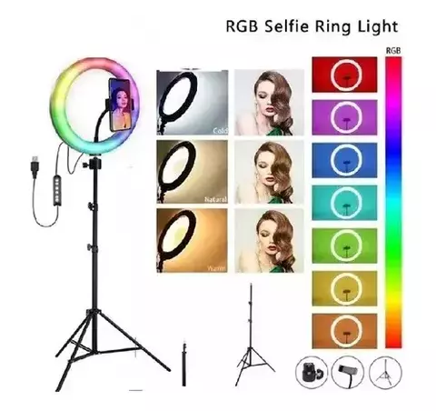 Aro Led RGB 31 Cm + Tripode 2,1 Mts