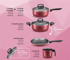 Batería Cocina Olla Cacerola Aluminio Teflón Safira 5 piezas Mta BORDO - comprar online