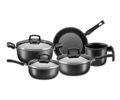 Batería Cocina Olla Cacerola Aluminio Teflón Safira 5 piezas Mta Negras