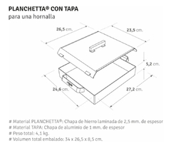 Planchetta De 1 Hornalla Con Tapa + Espátula + Pinchos. - tienda online