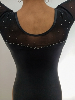 0021 MALLA LYCRA CALANDRADA NEGRA STRASS NACIONALES - Pearl Mdq