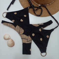 BIKINI ESTAMPADA NEGRO Y NATURAL