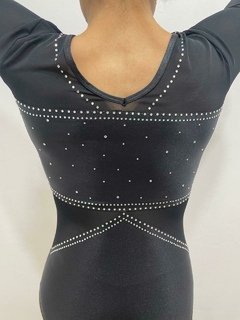 0062 MALLA LYCRA NEGRA CALANDRADA CON TULL STRASS NACIONALES - comprar online