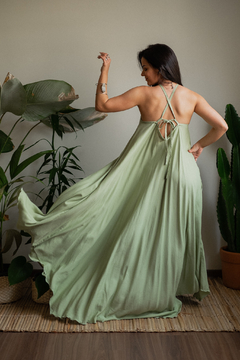 Vestido Hari Longo Verde Chá - Aventurina - comprar online