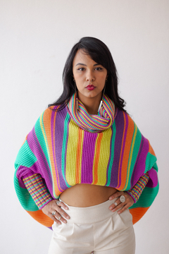 Blusa Poncho Tricot Colors na internet