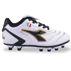 BOTIN DIADORA CAMPO CLASICO KIDS BLANCO ORO NEGRO